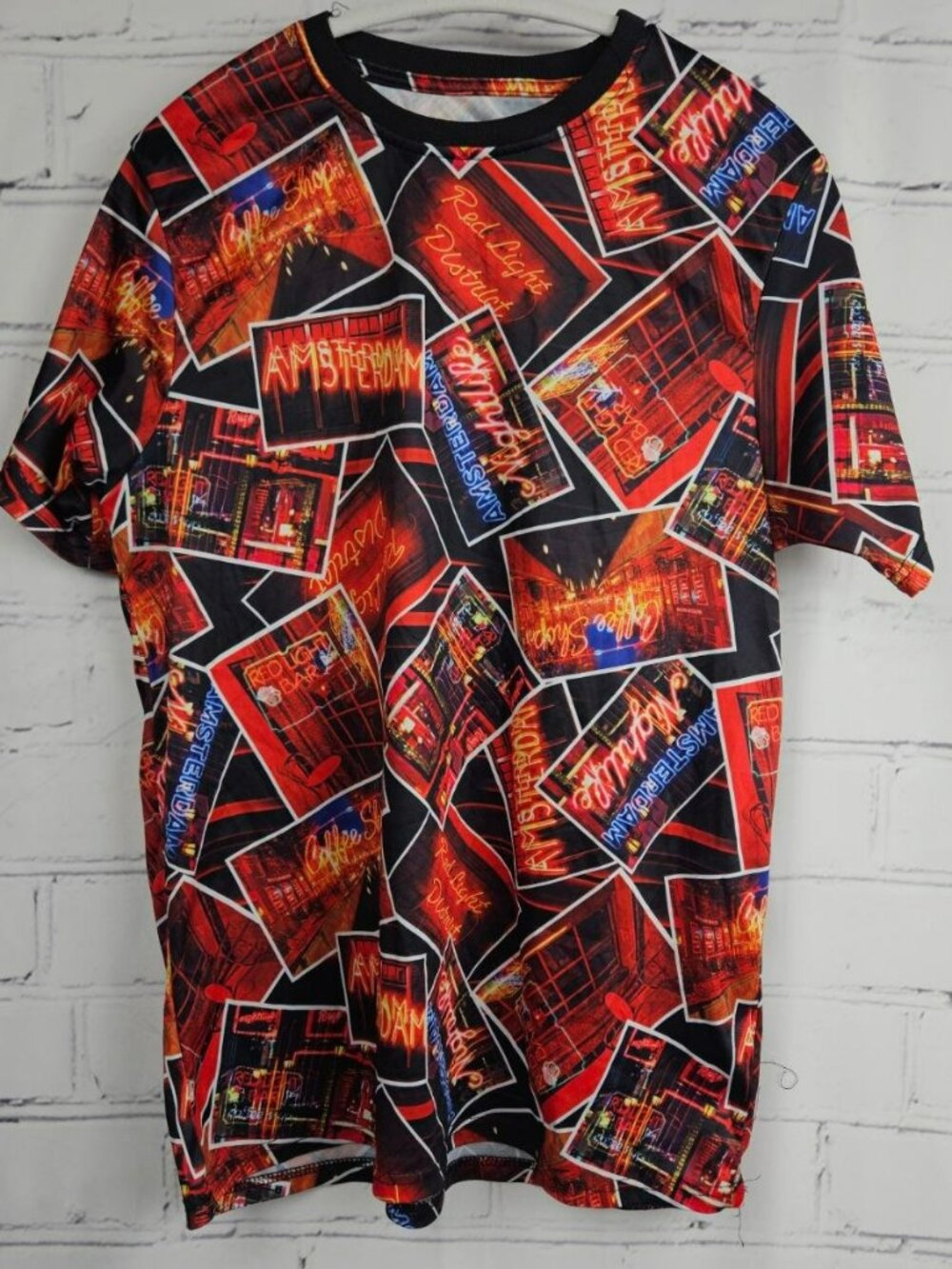 Fresh Amsterdam Red Light District Neon Print T-Shirt Mens M Novelty Adult Vacay